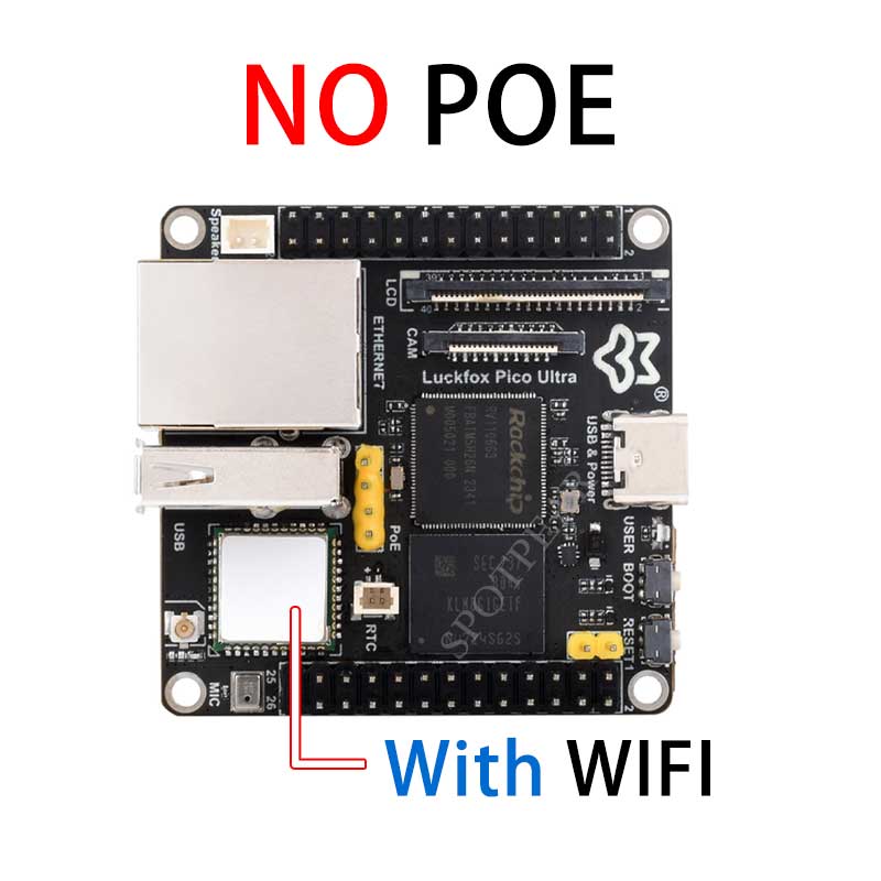 Top-Version Luckfox Pico Ultra OnBoard EMMC-8GB Mic Option WiFi6 /PoE RV1106 With Audio and Display 