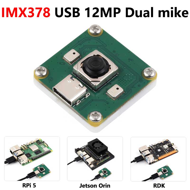 Raspberry Pi USB Camera 12MP IMX378 30fps onboard dual microphones Also For Jeston / RDK