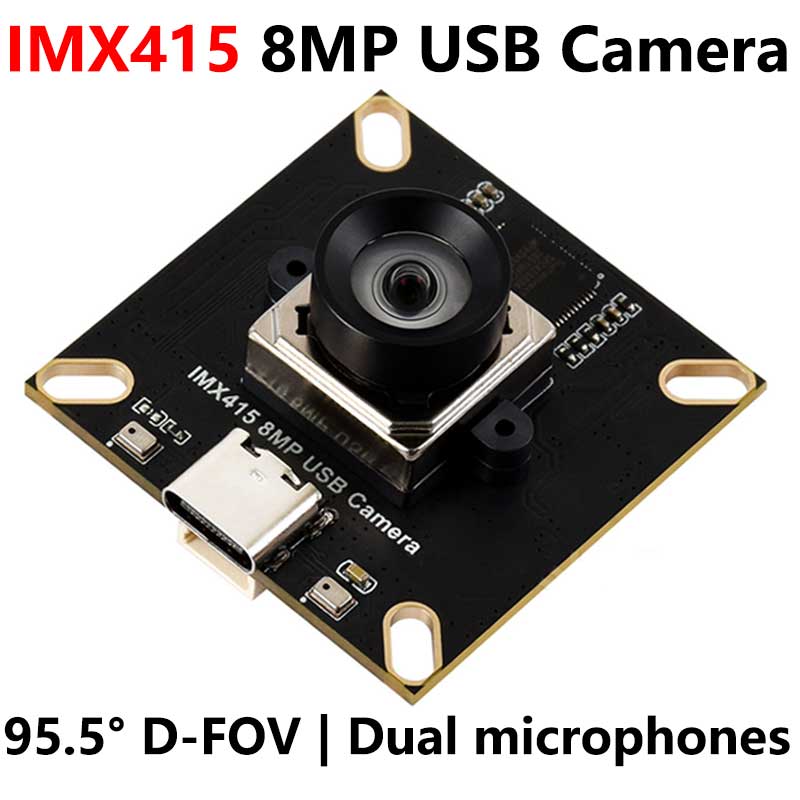 Raspberry Pi USB Camera 8MP IMX415 Distortion-Free Dual Microphones USB 2.0 For Jeston RDK