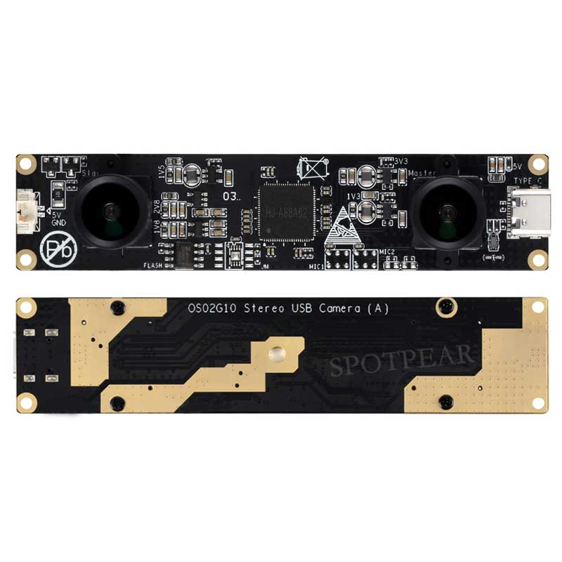 USB Binocular Camera 2MP OS02G10 Distortion Free Binocular Synchronous Frame USB 2.0 Plug and Play