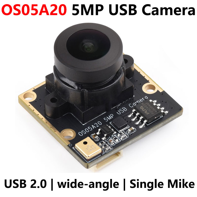 USB Camera 5MP OS05A20 USB 2.0 onboard single mike 175° wide angle