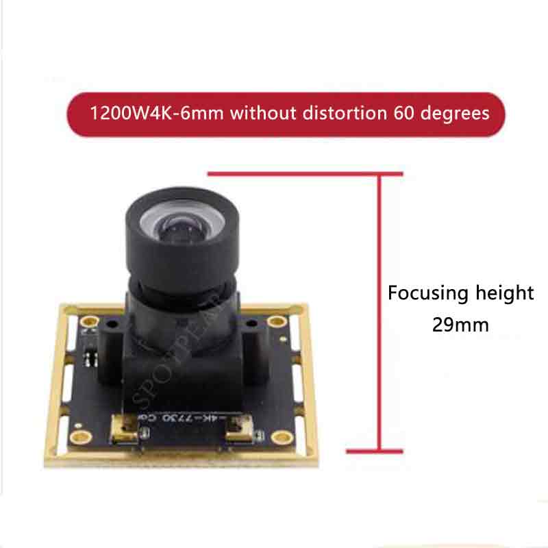 USB Industrial Camera-1200W-IMX377-4K Wide Angle Distortion Free Android Raspberry Pi Linux Computer