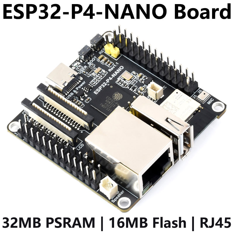 ESP32-P4-NANO Development Board RISC-V WiFi6 MIPI CSI Camera / 10.1 inch DSI Display / USB / RJ45 Ethernet / POE / Audio Buzzer