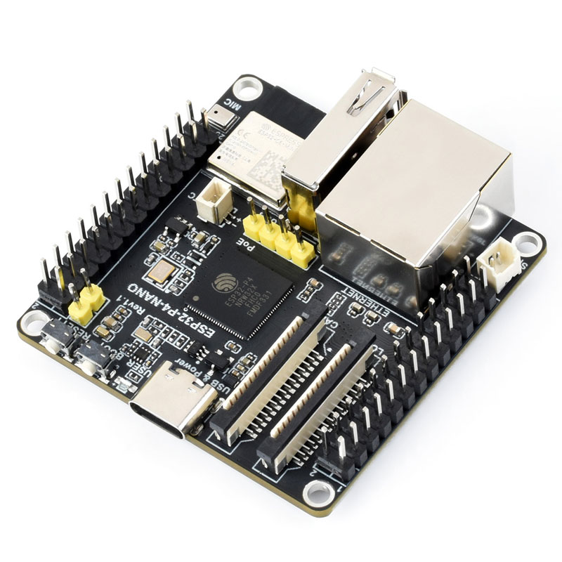 ESP32-P4-NANO Development Board RISC-V WiFi6 MIPI CSI Camera / 10.1 inch DSI Display / USB / RJ45 Ethernet / POE / Audio Buzzer