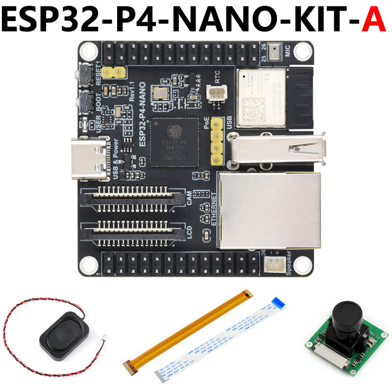 ESP32-P4-NANO Development Board RISC-V WiFi6 MIPI CSI Camera / 10.1 inch DSI Display / USB / RJ45 Ethernet / POE / Audio Buzzer