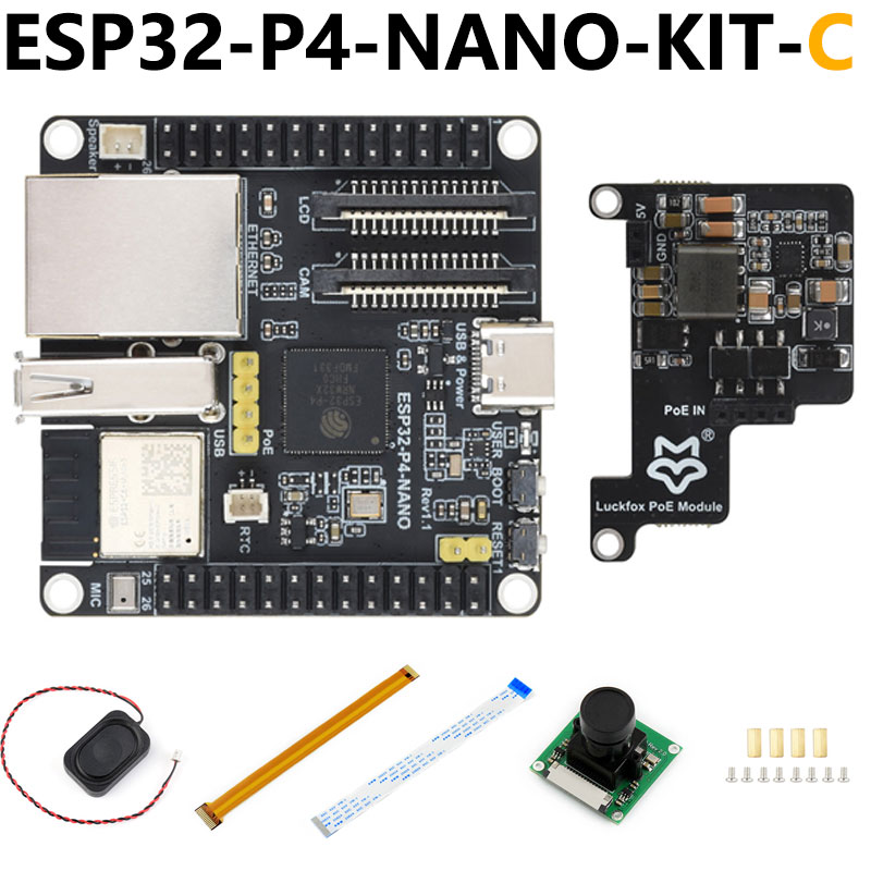 ESP32-P4-NANO Development Board RISC-V WiFi6 MIPI CSI Camera / 10.1 inch DSI Display / USB / RJ45 Ethernet / POE / Audio Buzzer