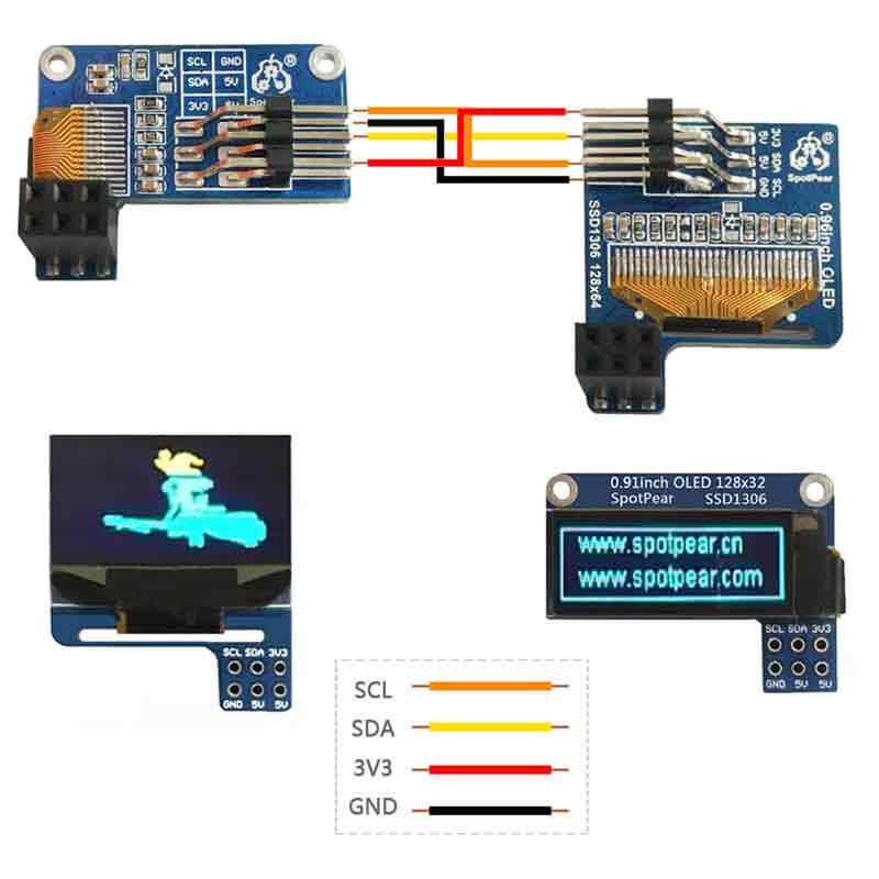 Raspberry Pi 0.96OLED 0.91OLED SSD1306 SSD1312 screen display Video character CPU reading