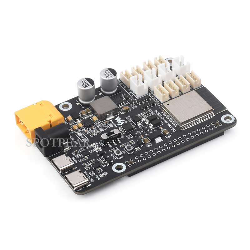 WiFi Wireless ESP32 DDSM Motor Driver HAT For Direct Drive Servo Hub Motors For Raspberry Pi