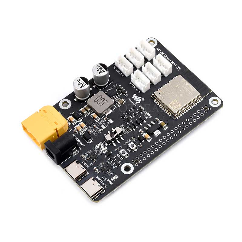 WiFi Wireless ESP32 DDSM Motor Driver HAT For Direct Drive Servo Hub Motors For Raspberry Pi