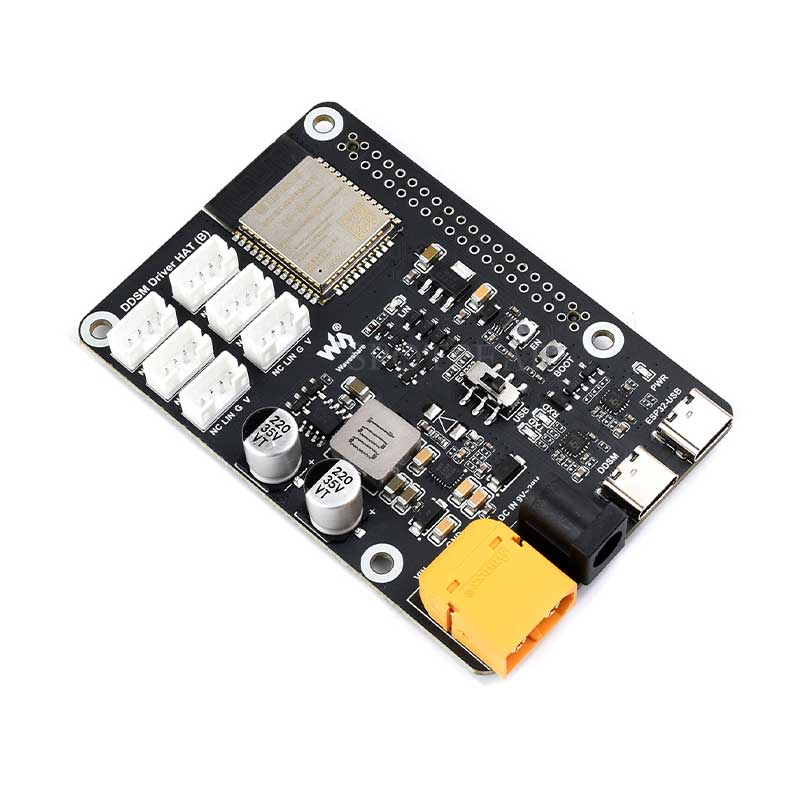 WiFi Wireless ESP32 DDSM Motor Driver HAT For Direct Drive Servo Hub Motors For Raspberry Pi