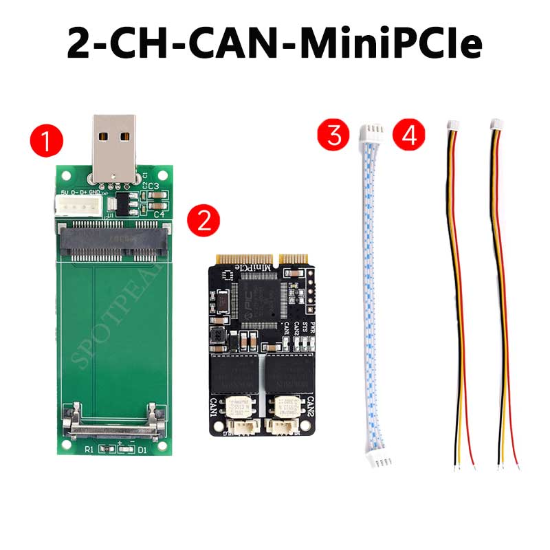 MiniPCIe Interface 2 CH CAN Card USB CAN Multiple Protection Circuits For Linux/Windows