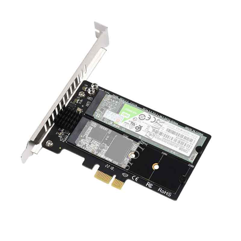 PCIe X1 To 2 Ch M.2 SATA 6Gbps Expander JM582 control chip Support Windows / Linux