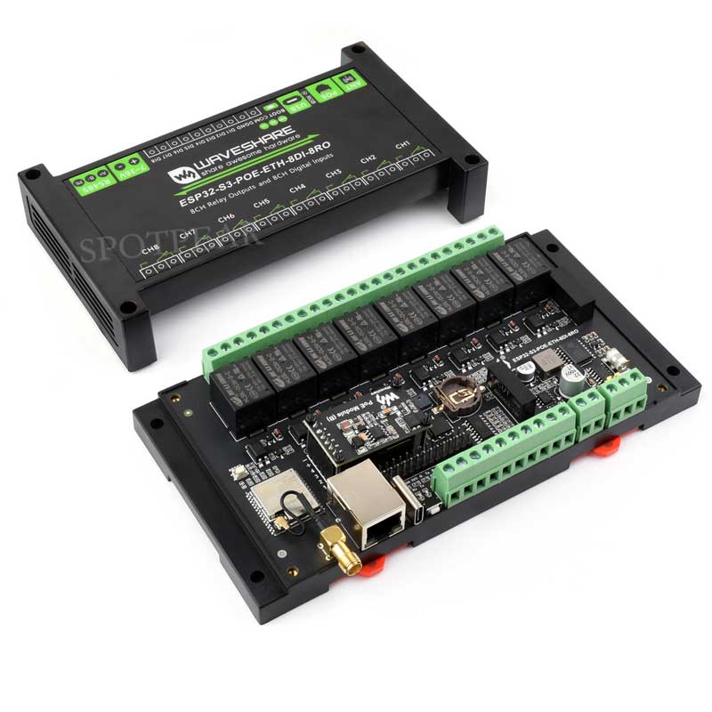 ESP32-S3 Industrial 8-CH Relay IOT LAN WiFi /Bluetooth /RS485 /RJ45 Ethernet /POE