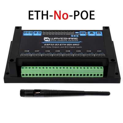 ESP32-S3 Industrial 8-CH Relay IOT LAN WiFi /Bluetooth /RS485 /RJ45 Ethernet /POE