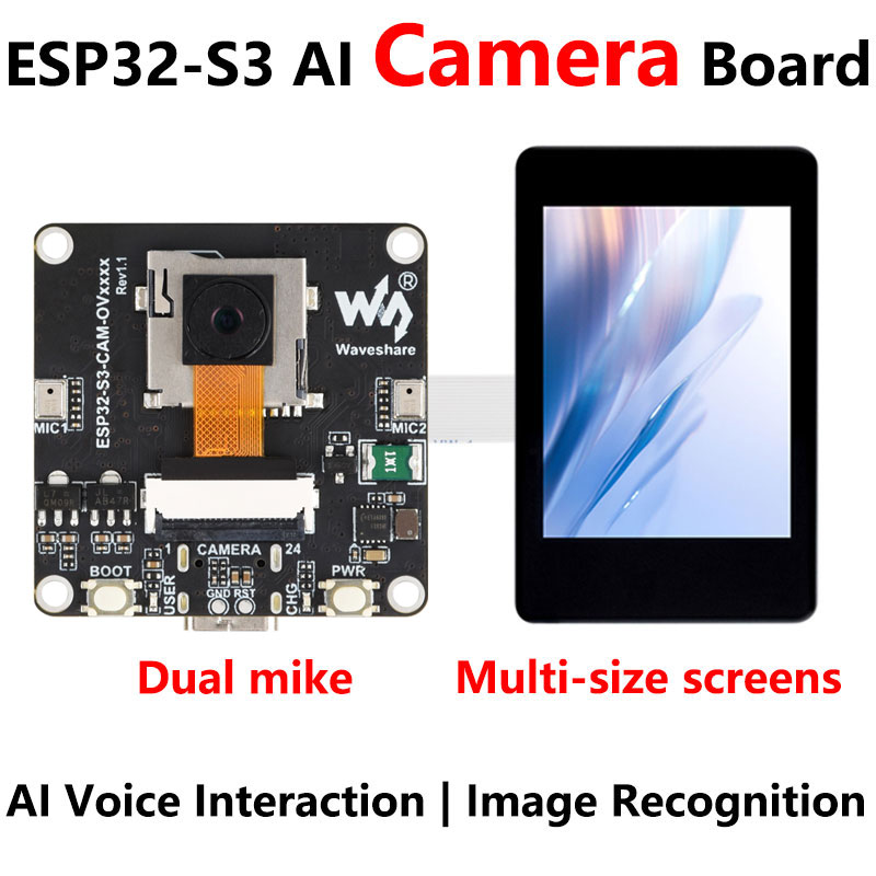 ESP32-S3 AI Camera Development Board Dual Microphone with Display Port