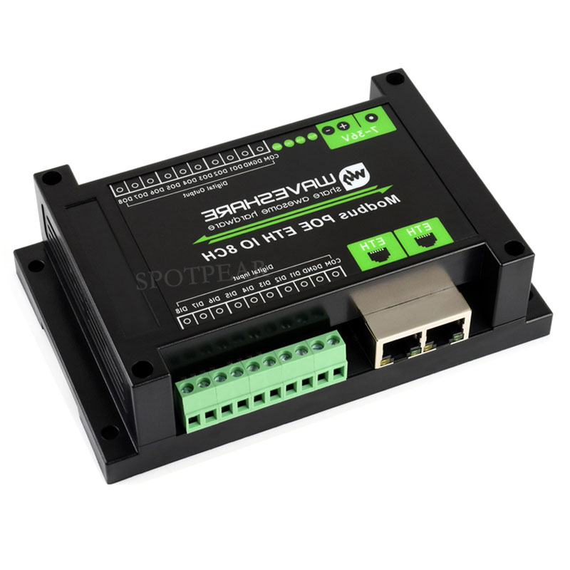 Industrial Grade ETH Ethernet 8-Channel Relay Module, Modbus, PoE Power Supply