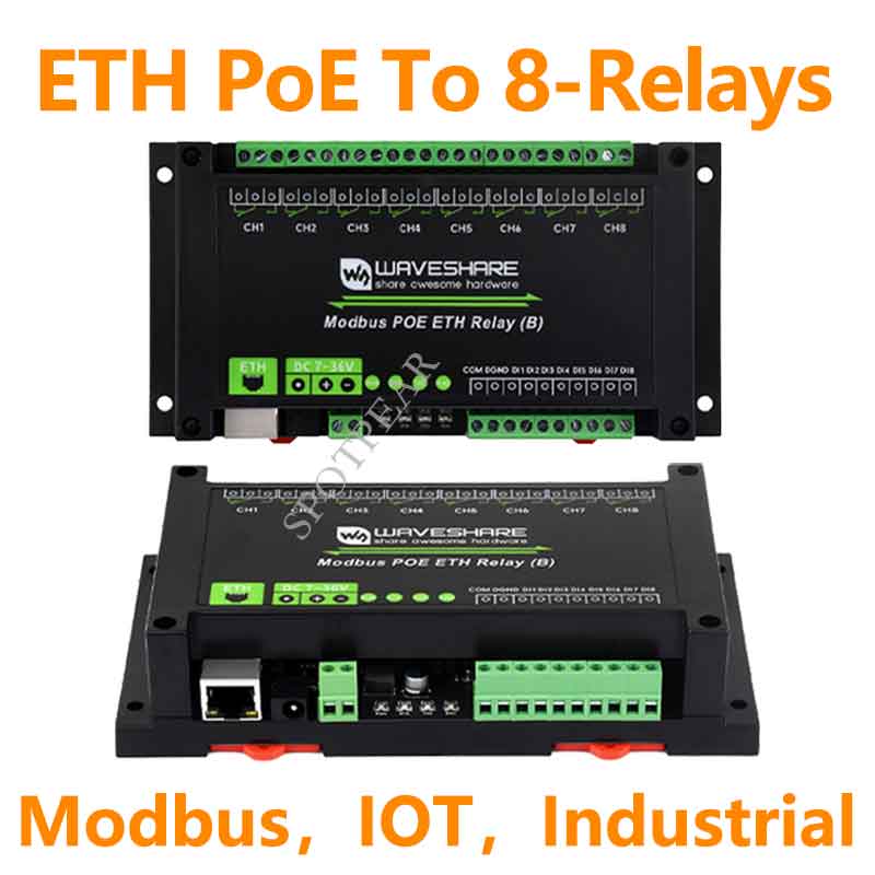 Industrial Modbus POE ETH RJ45 To 8-Ch Relay B RTU/Modbus TCP-Ethernet For IOT