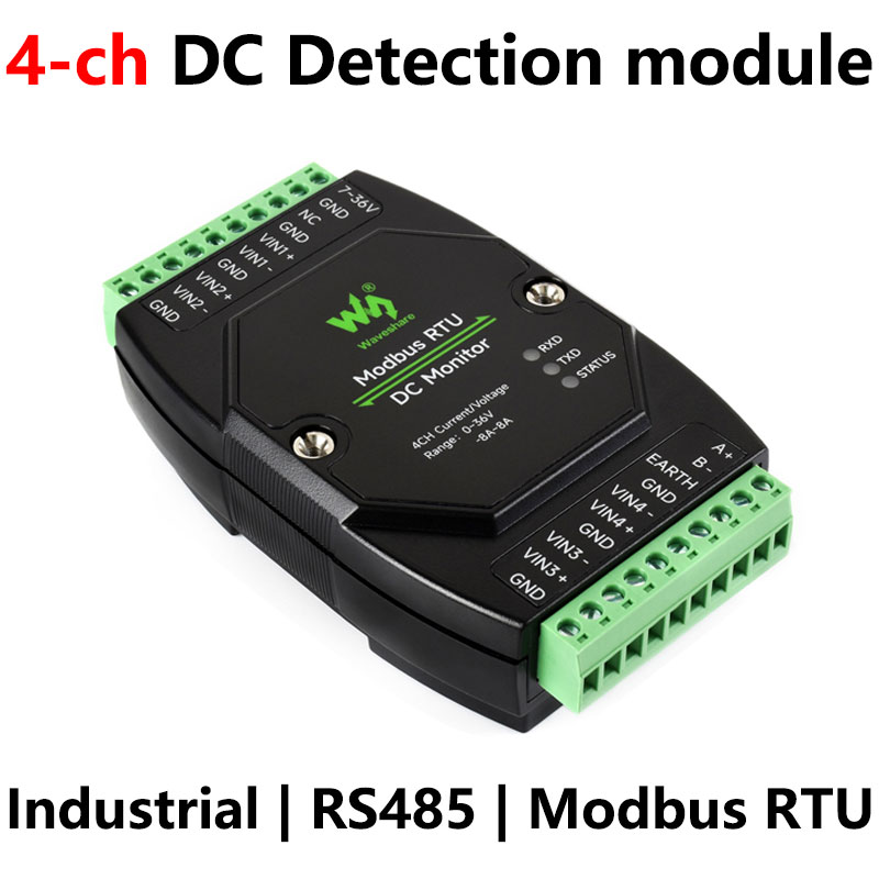 Industrial 4-ch RS485 DC Detection Module Modbus RTU DIN Rail