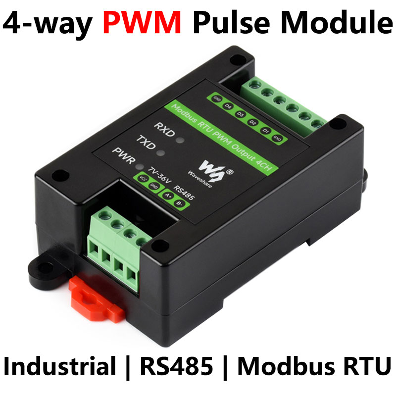 Industrial 4-ch PWM RS485 pulse output module Modbus RTU rail