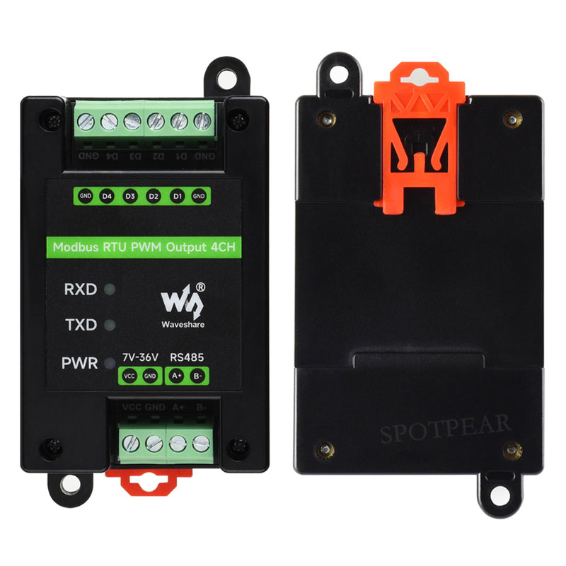 Industrial 4-ch PWM RS485 pulse output module Modbus RTU rail