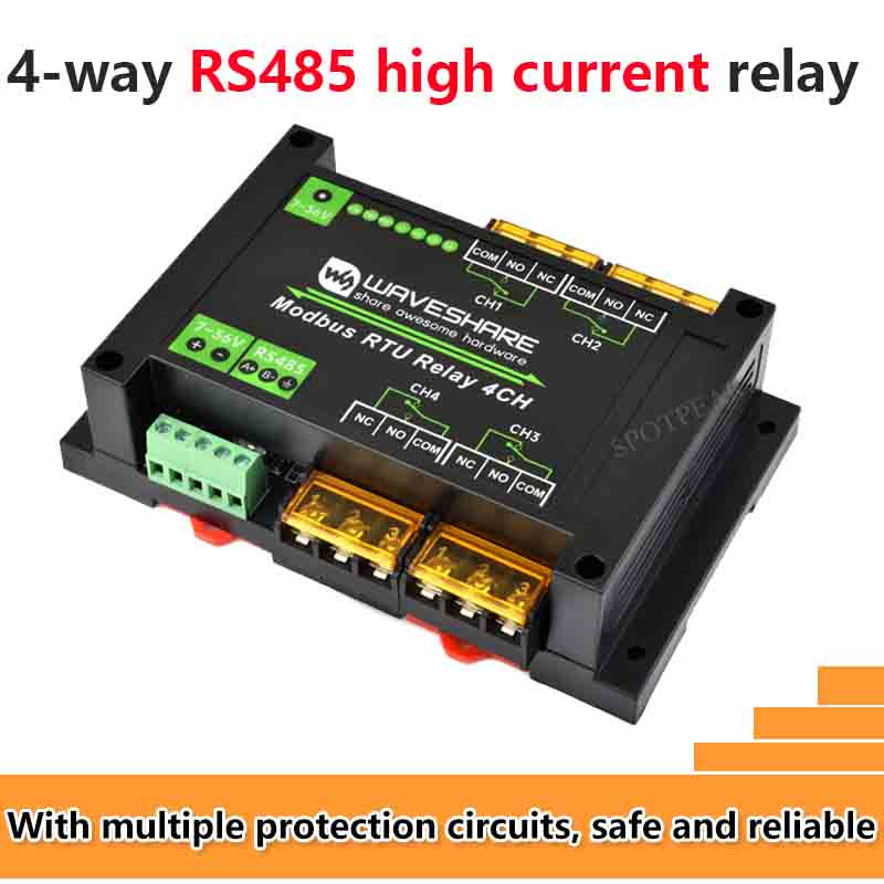 Industrial Modbus RTU RS485 4-ch Relay With isolation protection and guide rail