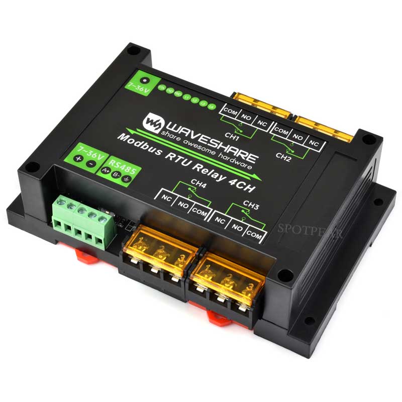 Industrial Modbus RTU RS485 4-ch Relay With isolation protection and guide rail