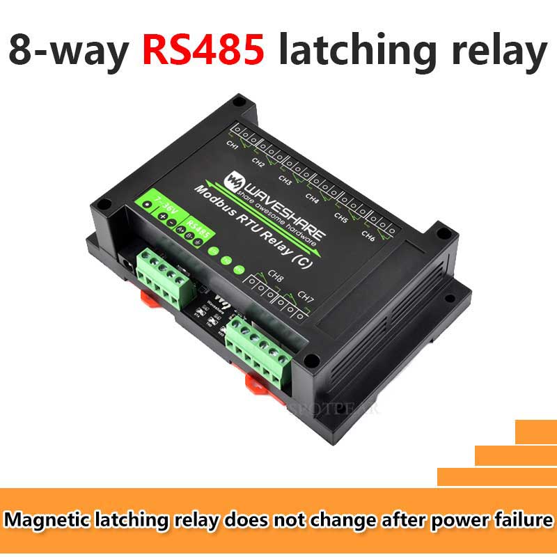 Industrial Modbus RS485 RTU 8-ch Magnetic Latching Relay Module (C) With Digital Input