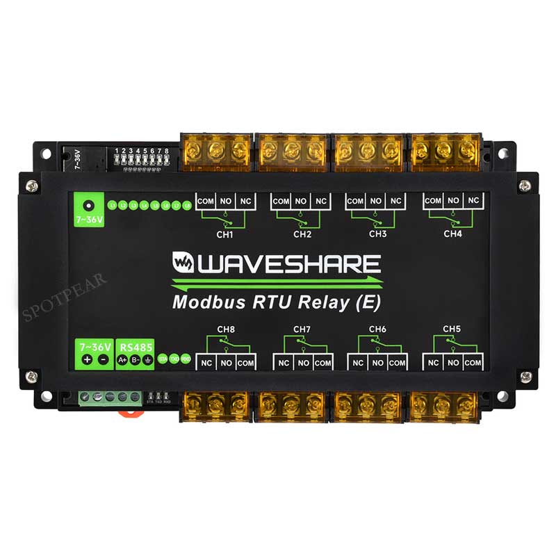 Industrial Modbus RTU RS485 8-ch 30A High Current Relay Module (E) With Digital Input