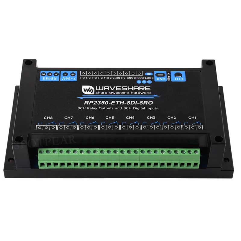 Raspberry Pi Pico 2 RP2350B Industrial 8-Channel Relay IOT LAN Digital Input DIO /RS485 /RJ45 Ethernet /POE