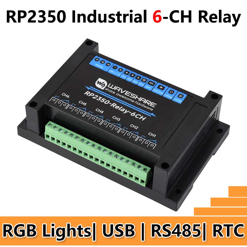 Raspberry Pi Pico 2 RP2350 industrial 6-ch Relay RS485 isolation protection