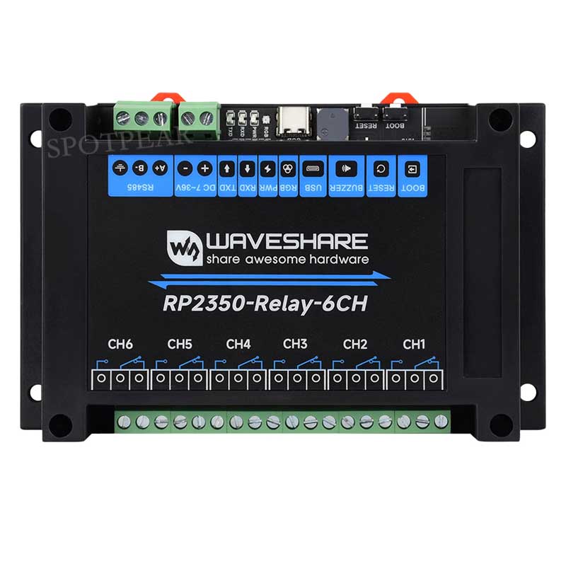 Raspberry Pi Pico 2 RP2350 industrial 6-ch Relay RS485 isolation protection