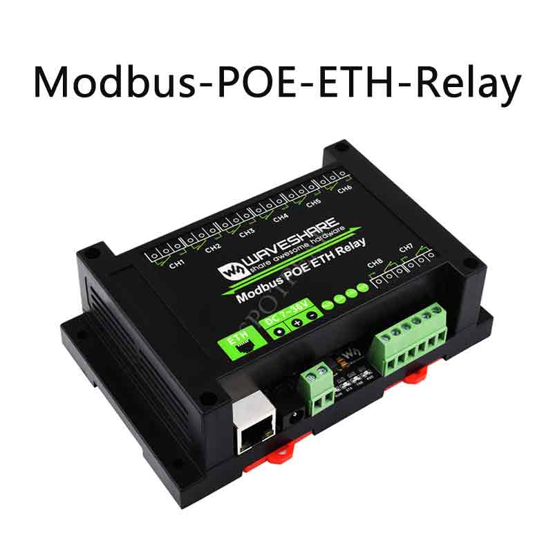 8-Channel Relay Module with PoE Ethernet Communication, Multiple Isolation Protection Circuits
