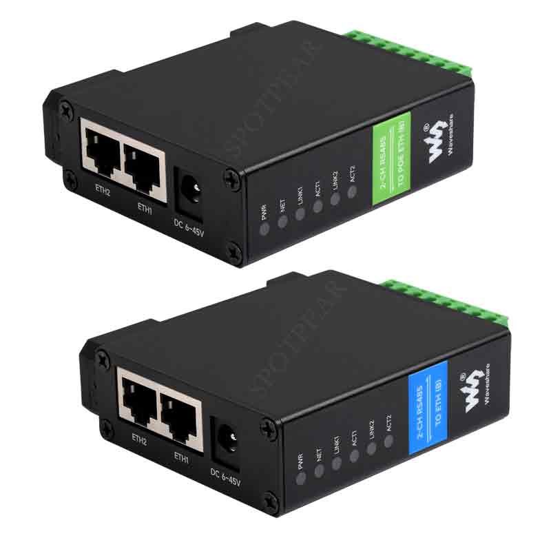 Industrial Isolated 2-Ch RS485 to RJ45 Ethernet Serial Server Dual channels RS485 independent