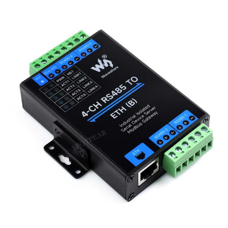 Industrial Isolated 4CH RS485 TO POE ETH (B) RJ45 Converter UART For Modbus