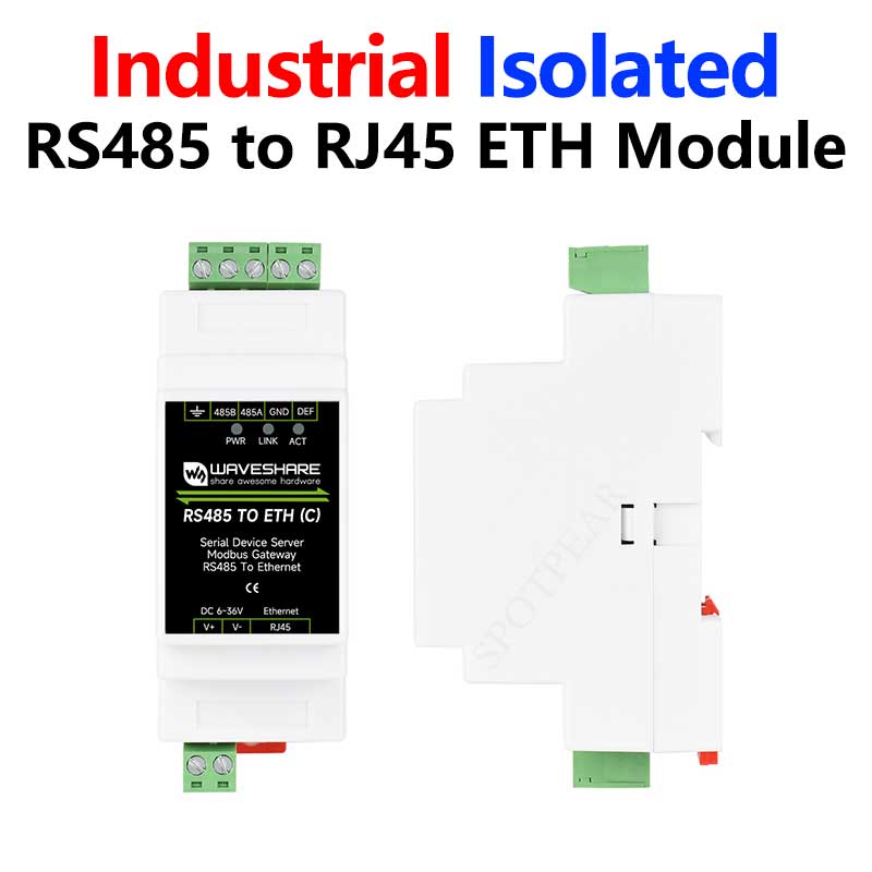 Industrial Isolated RS485 TO ETH (C) RJ45 Converter Wall/Rail-Mount For Modbus