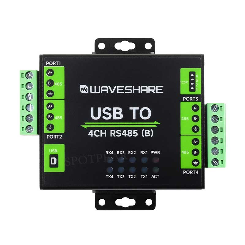 Industrial Isolated USB TO 4CH RS485 (B) Converter UART CH344L For Wall/Rail-Mount