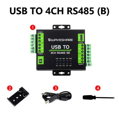 Industrial Isolated USB TO 4CH RS485 (B) Converter UART CH344L For Wall/Rail-Mount