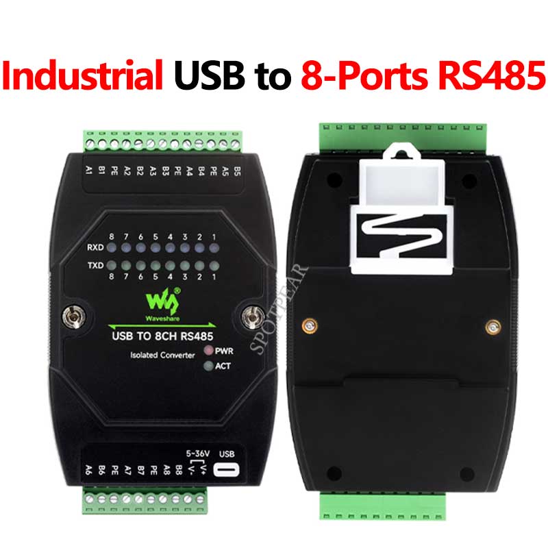 Industrial UART USB TO 8CH RS485 Isolated Converter For 35mm standard rail and stacked installation