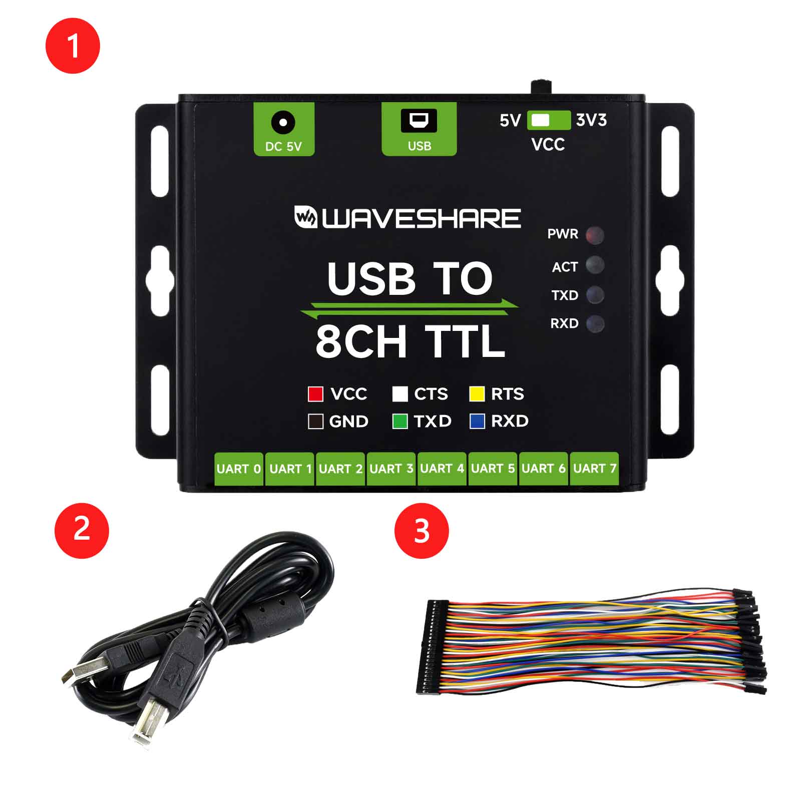 Industrial USB TO 8CH TTL Converter USB to UART Multi Protection Circuits Multi Systems