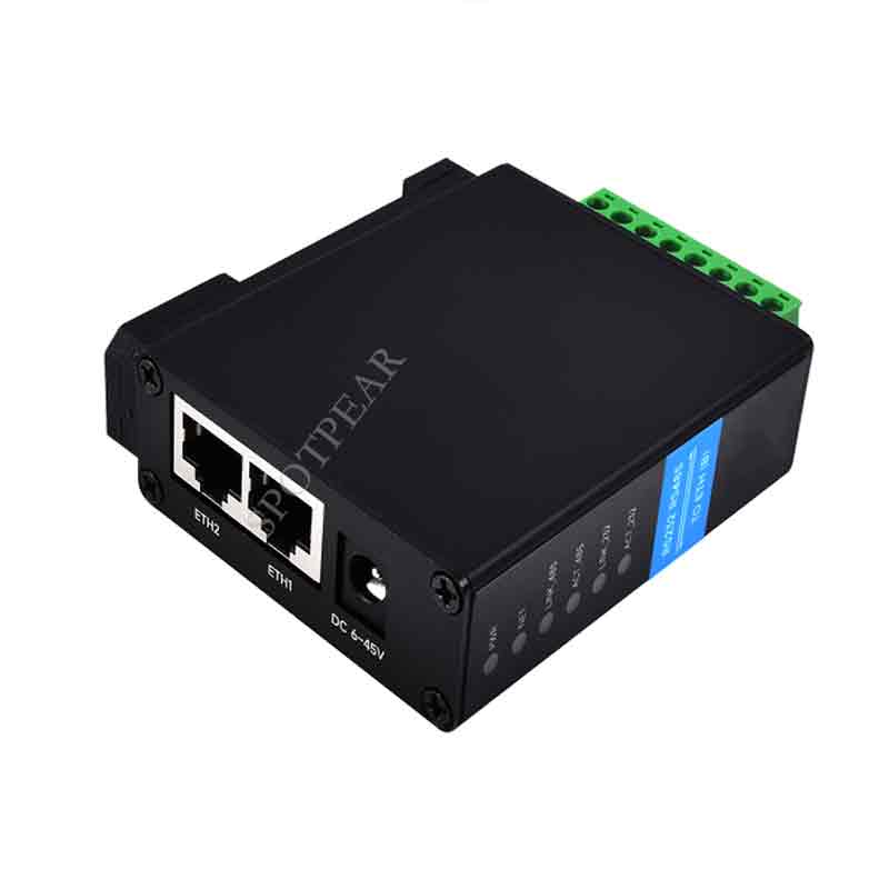 RS232 RS485 to RJ45 Ethernet Serial Server RS232 RS485 Dual Channels Independent Operation Spotpear