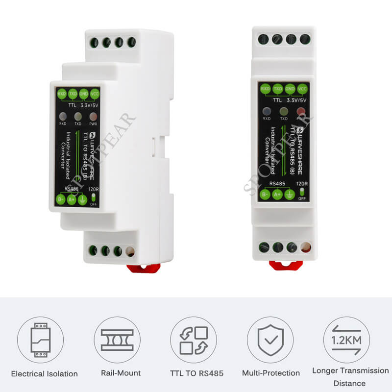 Industrial Rail Mount TTL To RS485 Serial Converter Electrical isolation Converter