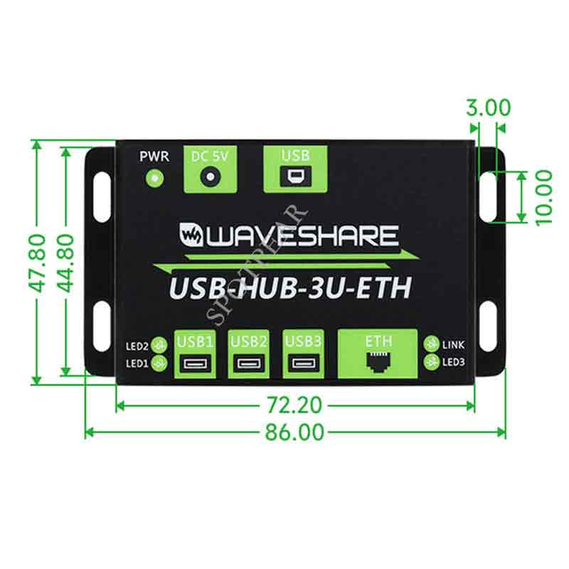Industrial Grade Multifunctional USB HUB Extending 3x USB ports 100M Ethernet Port