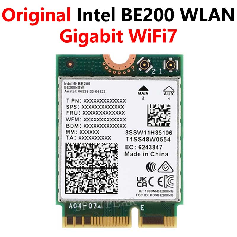 Intel BE200 Wireless WLAN Card Gigabit Tri-Band WiFi7 Bluetooth 5.4 M.2 MU-MIMO IEEE 802.11