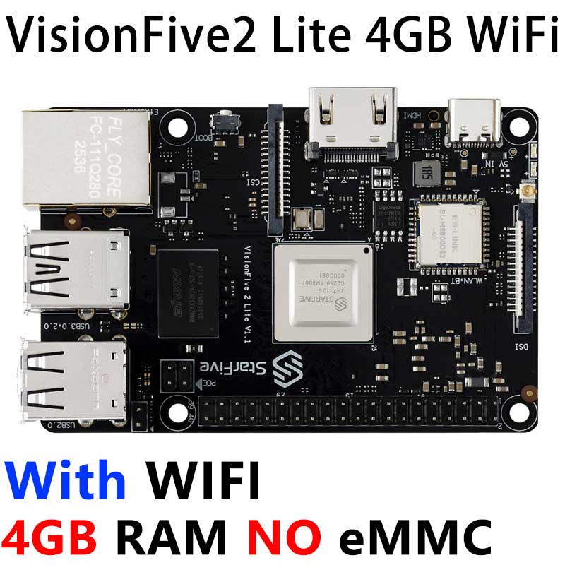 VisionFive2 Lite 4GB/8GB  RISC V Single Board Computer JH7110S Processor with Integrated 3D GPU WIFI