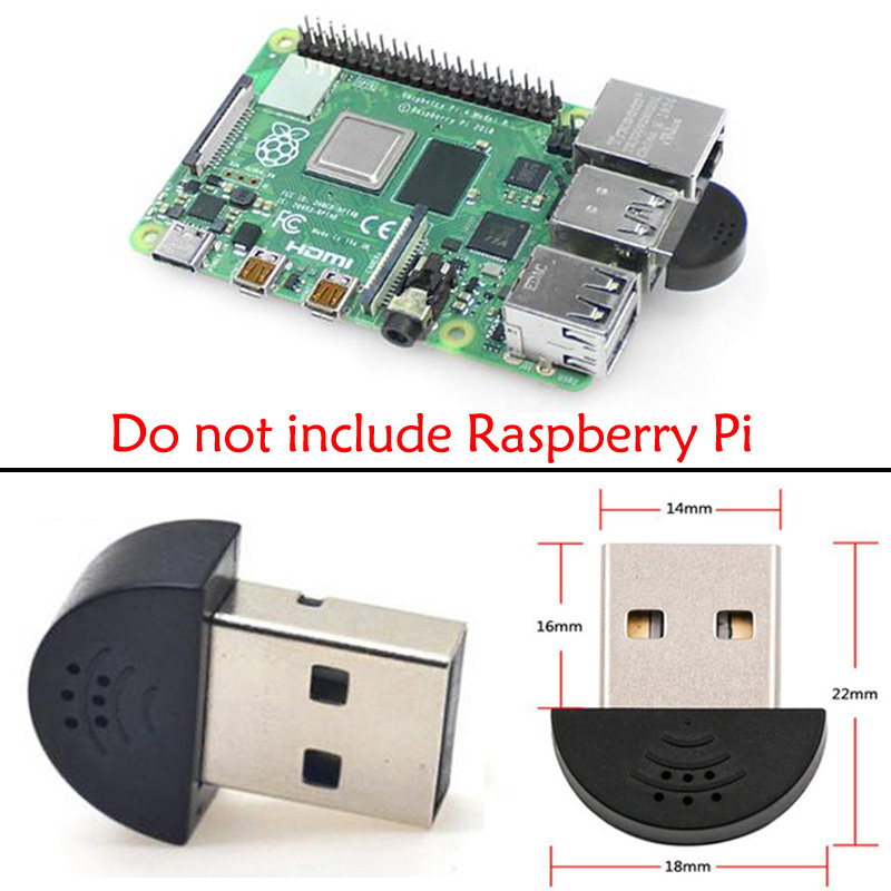 Raspberry Pi 3B/3B+/4B Mini USB Microphone, Driver free, plug and play
