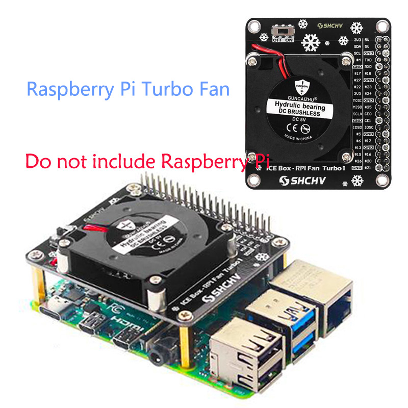 Raspberry Pi 4B Cooling Fan with LED Ambient Light Turbo Fan, for Raspberry Pi 4B/ 3B+/ 3B/ 3A+