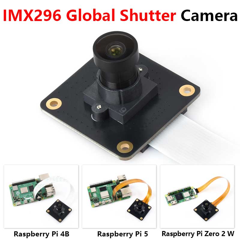 Raspberry Pi Global Shutter Camera 1.6MP Sony IMX296 Monochrome