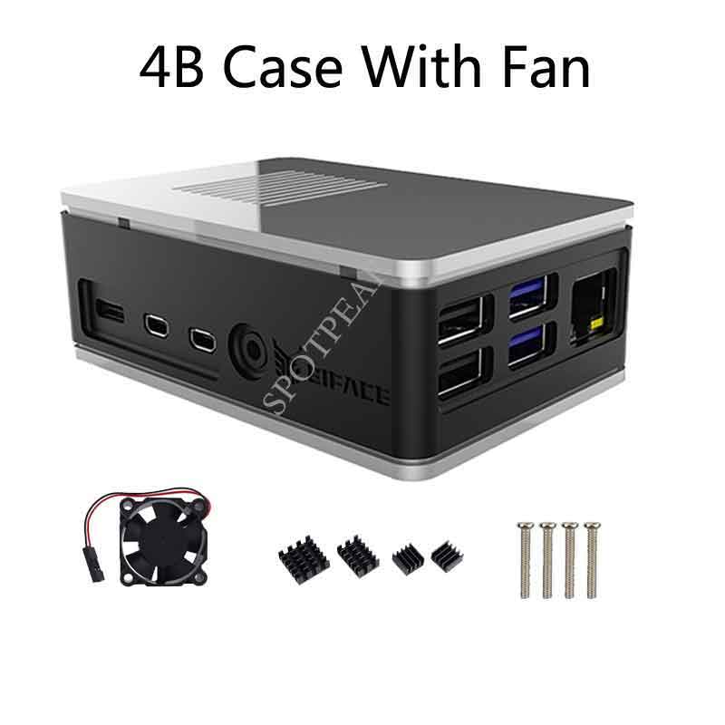 Raspberry Pi 4B case aluminum alloy ABS dual-material case can be equipped with fan to quickly dissi