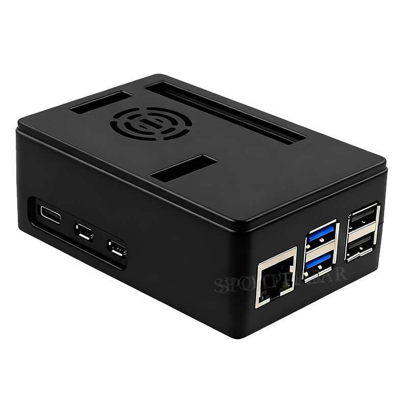 Raspberry Pi 5 ABS Case 3.5inch Display Fan Hole Compatible Multi-Purpose with Removable Cover and Fan Mount