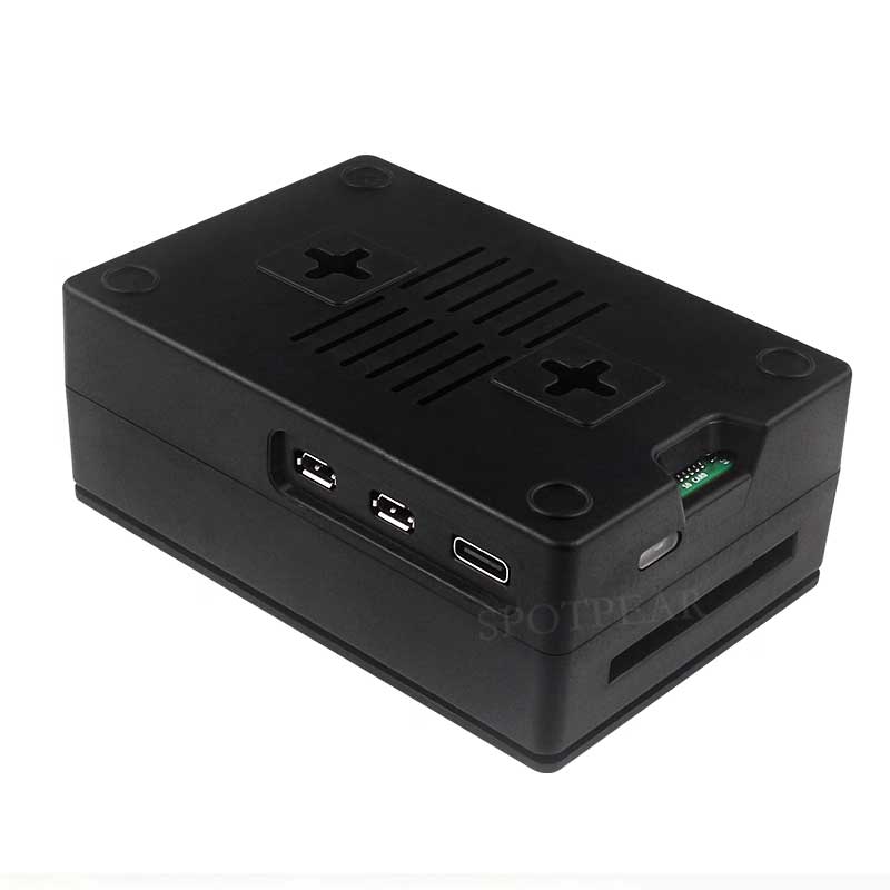 Raspberry Pi 5 ABS Case 3.5inch Display Fan Hole Compatible Multi-Purpose with Removable Cover and Fan Mount